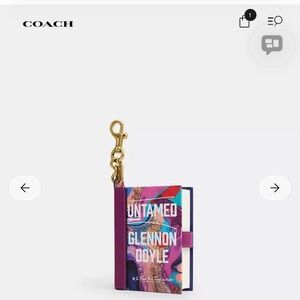 Coach Multicolor Book Clutch Keychain with Purple Leather Trim